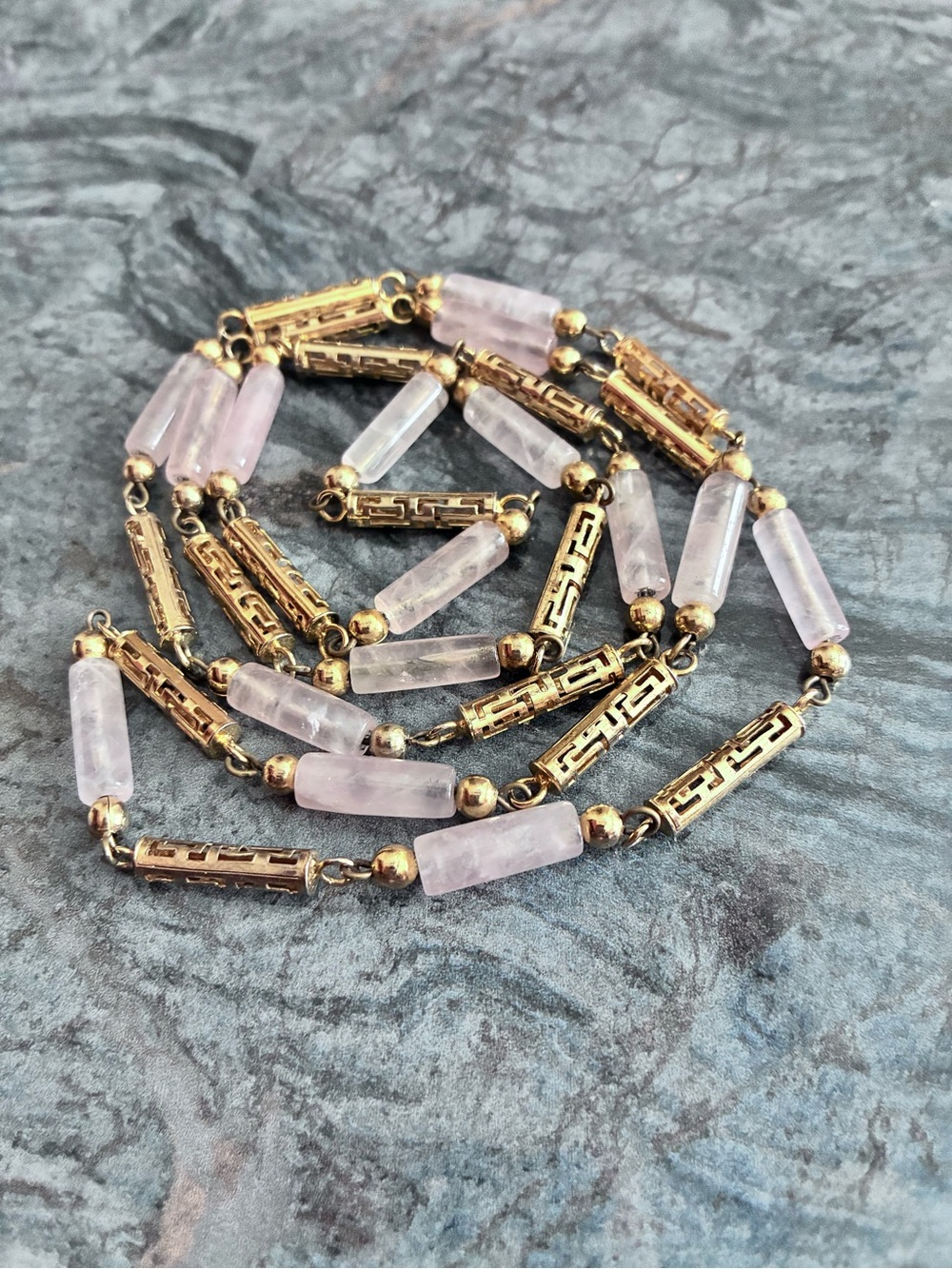 Vintage Crystal And Gold Filigree Necklace